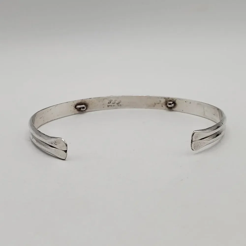 Sterling Silver 925 Vintage Wire Twist Detail Petite Cuff Bracelet Signed PJP - Picture 5 of 10